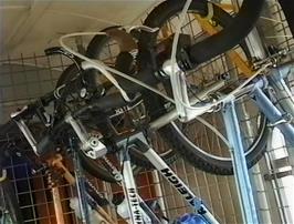 Some of the bikes packed into the guard's van, leaving just enough space for the two catering trolleys